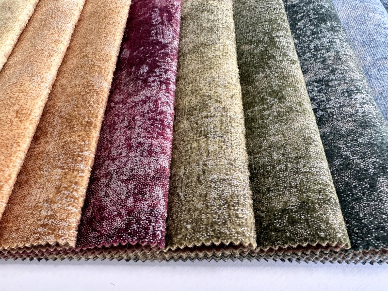 NY-03 Terciopelo holandés teñido con tela de tapicería de muebles no tejida compuesta de papel de aluminio colorido